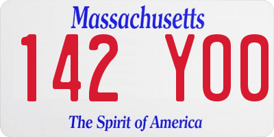 MA license plate 142YO0