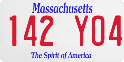 MA license plate 142YO4