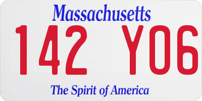 MA license plate 142YO6