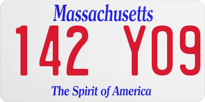 MA license plate 142YO9