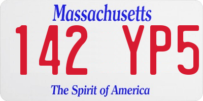 MA license plate 142YP5