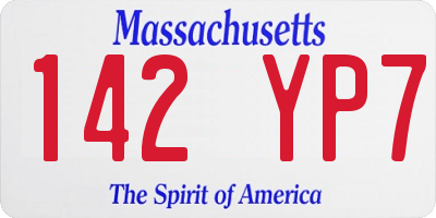 MA license plate 142YP7