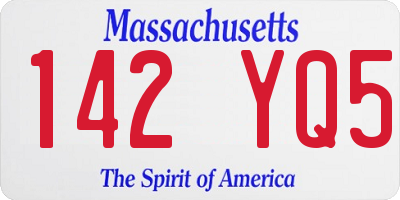 MA license plate 142YQ5