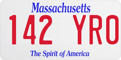 MA license plate 142YR0