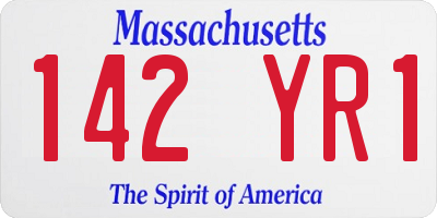 MA license plate 142YR1