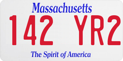 MA license plate 142YR2
