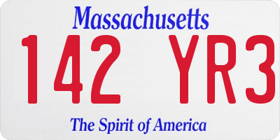 MA license plate 142YR3