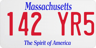 MA license plate 142YR5