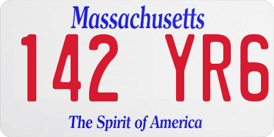 MA license plate 142YR6