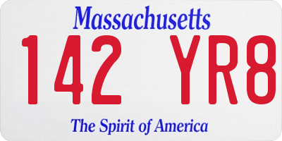 MA license plate 142YR8