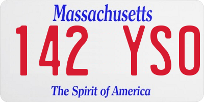 MA license plate 142YS0