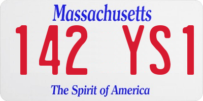 MA license plate 142YS1