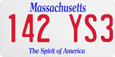 MA license plate 142YS3