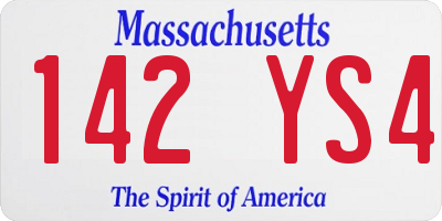 MA license plate 142YS4