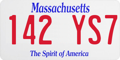 MA license plate 142YS7