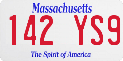MA license plate 142YS9
