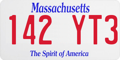 MA license plate 142YT3