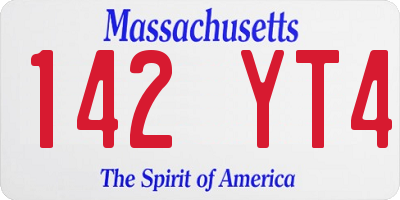 MA license plate 142YT4