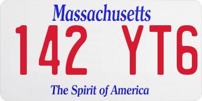 MA license plate 142YT6