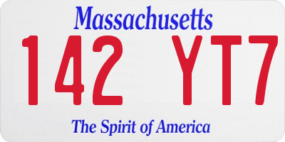MA license plate 142YT7