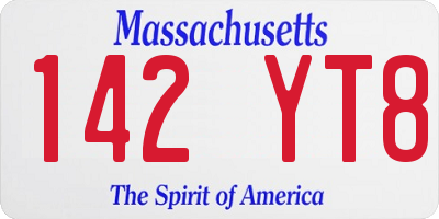 MA license plate 142YT8