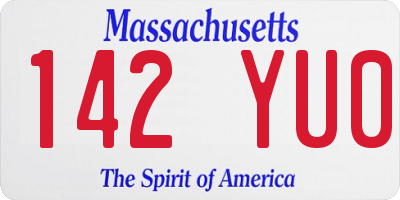 MA license plate 142YU0