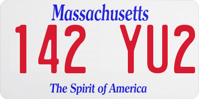 MA license plate 142YU2