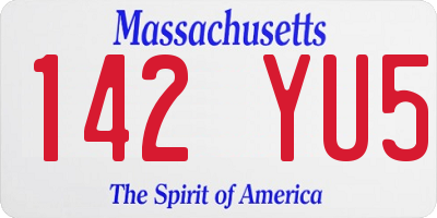 MA license plate 142YU5