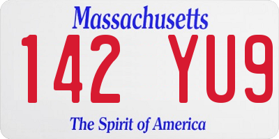 MA license plate 142YU9