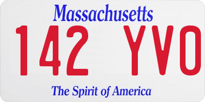 MA license plate 142YV0