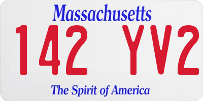 MA license plate 142YV2