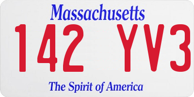 MA license plate 142YV3