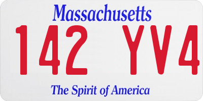 MA license plate 142YV4