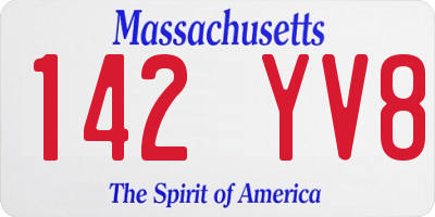 MA license plate 142YV8