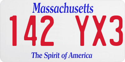 MA license plate 142YX3