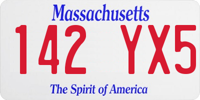 MA license plate 142YX5