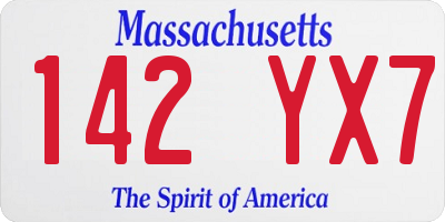 MA license plate 142YX7