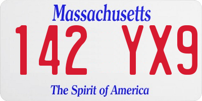 MA license plate 142YX9