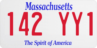 MA license plate 142YY1
