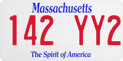 MA license plate 142YY2
