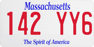 MA license plate 142YY6