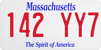 MA license plate 142YY7
