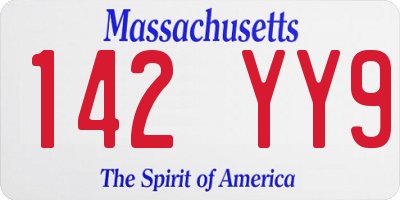 MA license plate 142YY9