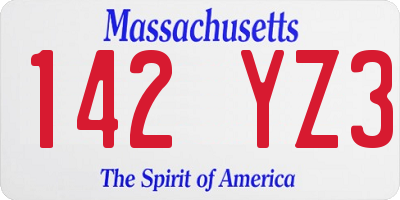 MA license plate 142YZ3