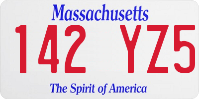 MA license plate 142YZ5