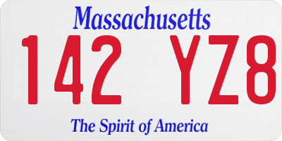 MA license plate 142YZ8