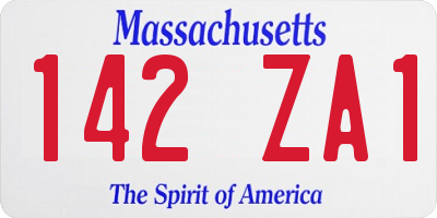 MA license plate 142ZA1