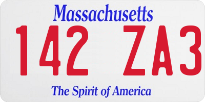MA license plate 142ZA3