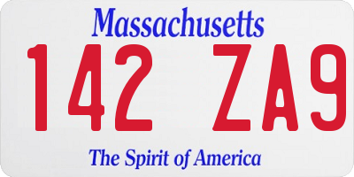 MA license plate 142ZA9