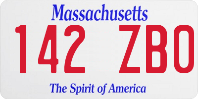 MA license plate 142ZB0